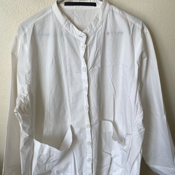 Kedem Sasson Women’s White Button Down Shirt Oversized   Lagenlook Size S - Picture 2 of 4
